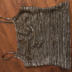 Wrapper Metallic Black & Silver Striped Camisole